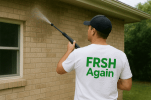 Professional soft washing service by FRESH Again owner on Brisbane house exterior