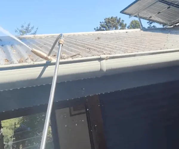 Professional gutter cleaning in progress on a Brisbane home
